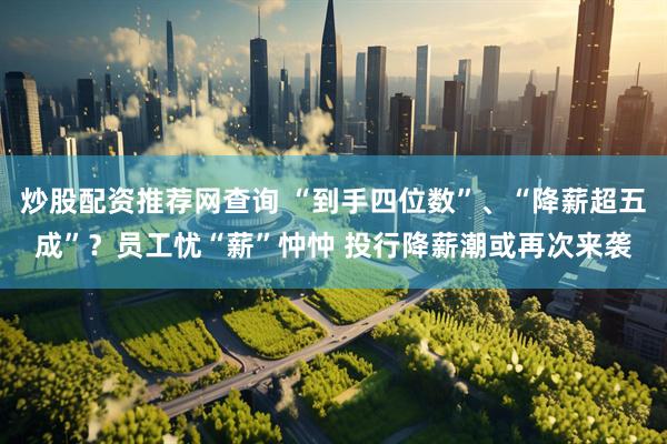 炒股配资推荐网查询 “到手四位数”、“降薪超五成”？员工忧“薪”忡忡 投行降薪潮或再次来袭